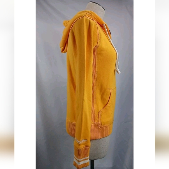 Mitchell & Ness Gold Yellow Distressed Throw Back Hoodie Jacket Women's Small - Picture 7 of 11